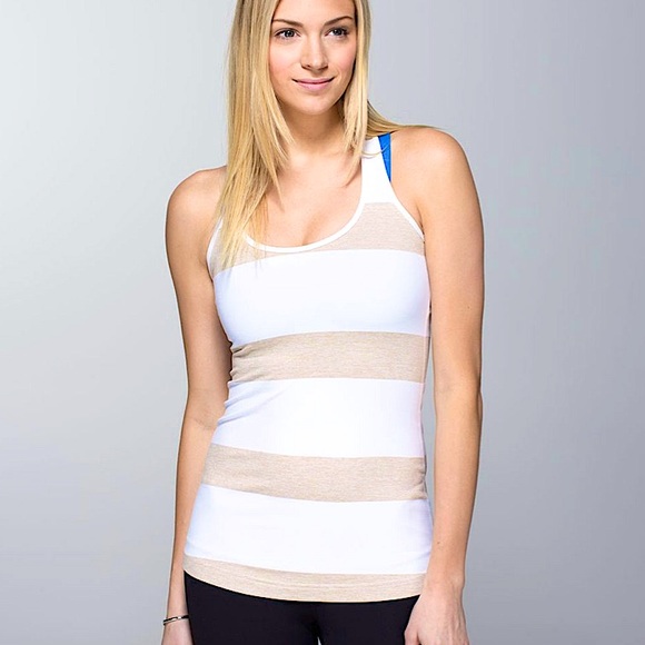 lululemon athletica Tops - 🚨🚨 LULULEMON - CRB: Cool Racerback Tank Top - Size 6 - Cashew + White Stripes